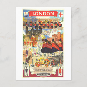 Vintage London Travel Poster Postcard