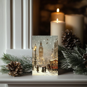 Vintage London Winter Christmas Cityscape Card