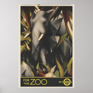 Vintage London Zoo Elephant Travel Poster Print