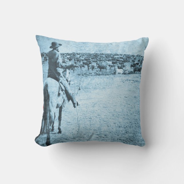 Vintage Lone Cowboy Home on the Range Cushion (Front)
