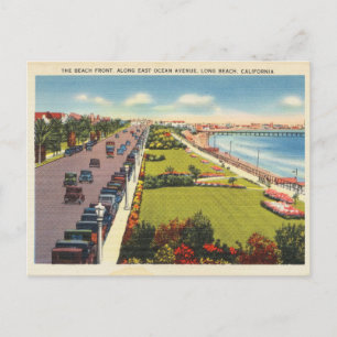 Vintage Long Beach California 1940s Ocean Blvd Postcard