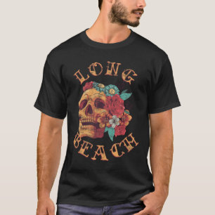 Vintage Long Beach California Tattoo Ca Ink Skull T-Shirt