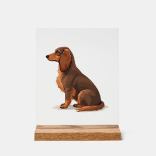 Vintage Long Haired Dachshund Back View Dog Illust Acrylic Sign