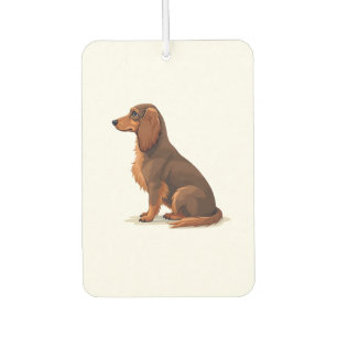 Vintage Long Haired Dachshund Back View Dog Illust Car Air Freshener