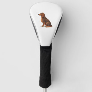 Vintage Long Haired Dachshund Back View Dog Illust Golf Head Cover