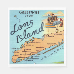 Vintage Long Island Map Napkin