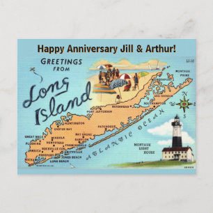 Vintage Long Island Map Occasion Postcard