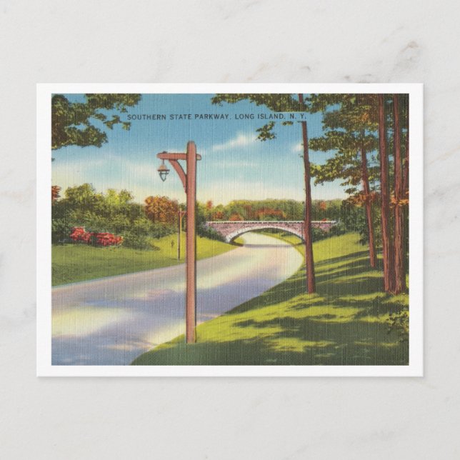 Vintage Long Island New York Parkway Postcard (Front)