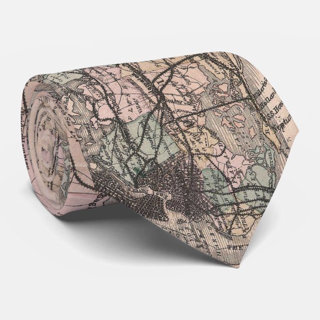 Vintage Long Island NY Railroad Map (1882) Tie (Rolled)