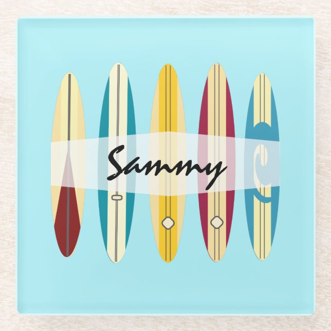 Vintage Longboards Glass Coaster (Front)