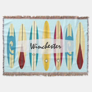 Vintage Longboards Throw Blanket