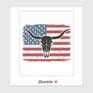 Vintage Longhorn Skull American Flag Vector Design