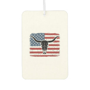 Vintage Longhorn Skull American Flag Vector Design Car Air Freshener