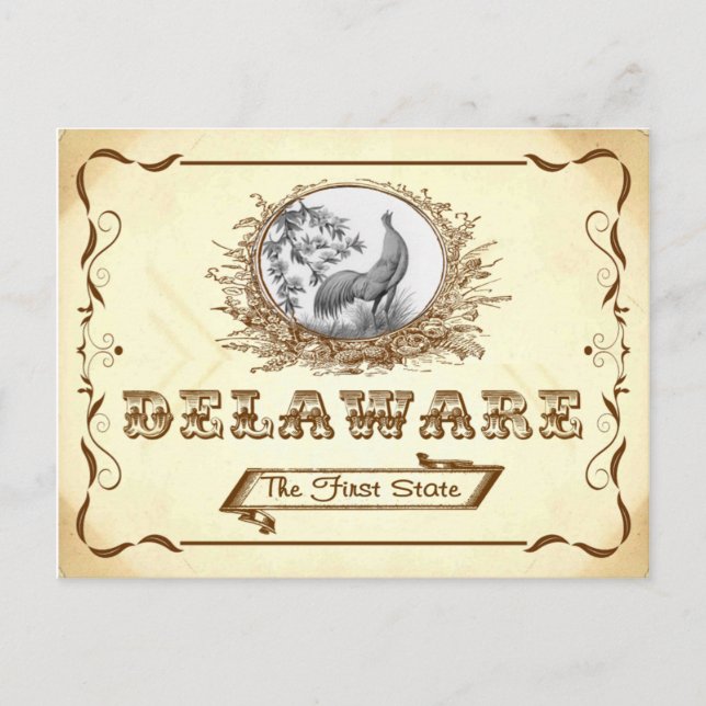 Vintage Look 1910 Old Delaware Postcard (Front)