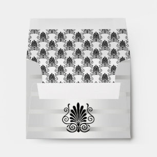 Vintage look Art Deco Plume Blk Wht A2 5.6x4 1/8 Envelope