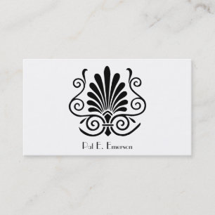 Vintage look art deco plume pattern #2 Black White Business Card