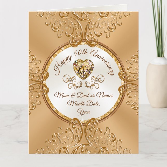 Vintage look, BIG, 50th Wedding Anniversary Card (Front)