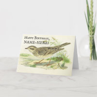 Vintage Look Bird on Ground Birthday Card