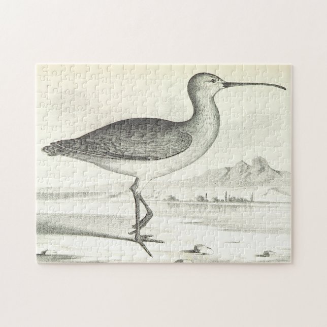 Vintage Look, Bird Standing on the Ground Puzzle (Horizontal)