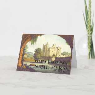 Vintage Look, Castle Through Brick Arch Birthday Card
