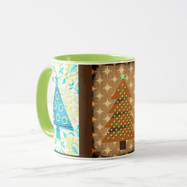 Vintage Look Christmas Trees Art Mug Cup (Front Left)