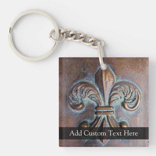 Vintage-Look Fleur De Lis Key Ring (Front)