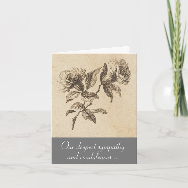 Vintage Look Flowers Sympathy Card (Front)
