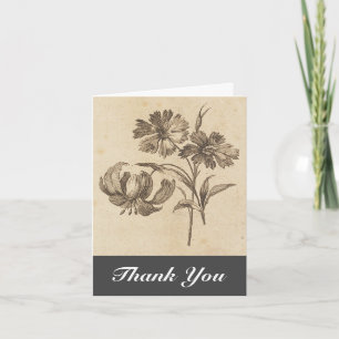 Vintage Look Flowers + "Thank You" Card