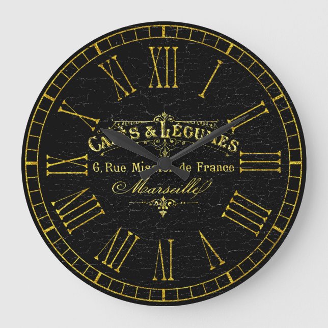 Vintage Look French Cafe Large Clock (Front)