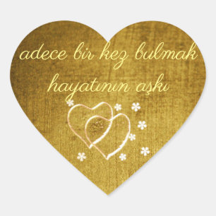 Vintage-Look gold used. Vintage Art Heart Sticker