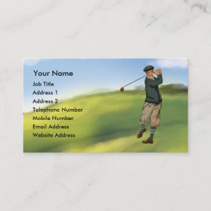Vintage look Golfer Golf Business Card