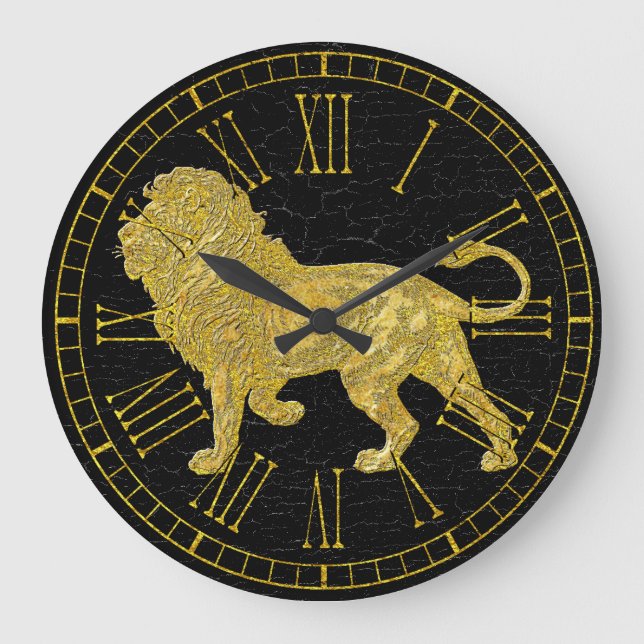 Vintage Look Lion Large Clock (Front)