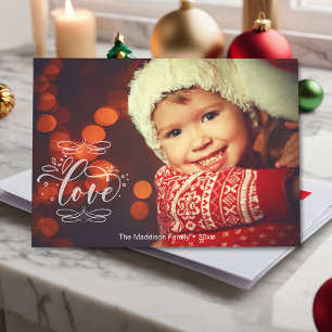 Vintage Look Love Holiday Photo Family Greeting Card
