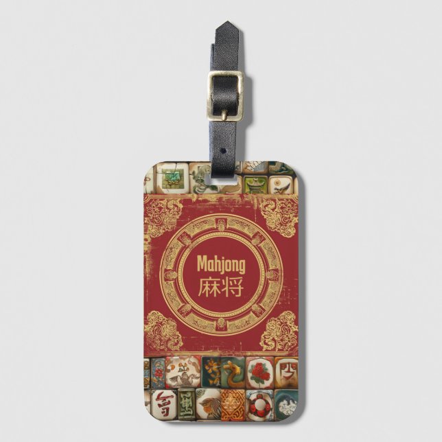 Vintage Look Mahjong Bag Luggage Tag (Front Vertical)