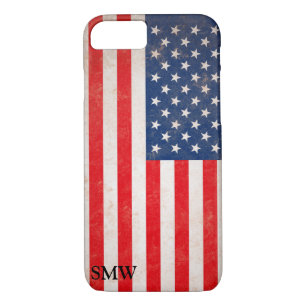 Vintage Look Monogram USA Patriotic Flag Design Case-Mate iPhone Case