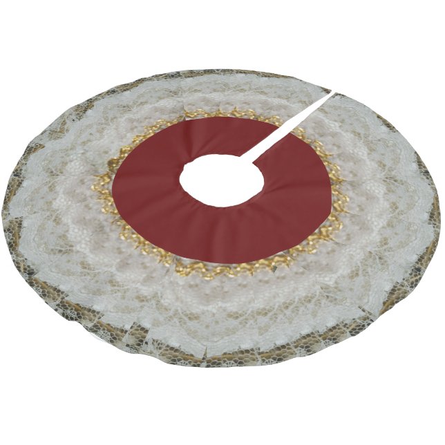 Vintage Look of Ruffled Lace Christmas Tree Skirt (Angled)