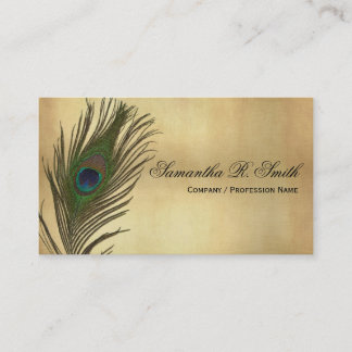 Vintage Look Peacock Feathers Elegant Business Card