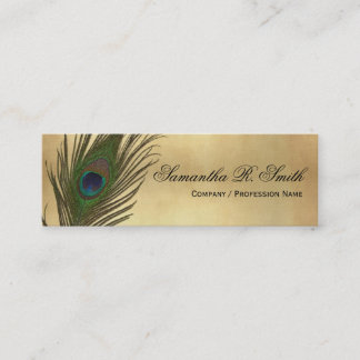 Vintage Look Peacock Feathers Elegant Skinny Mini Business Card