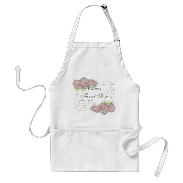Vintage Look Pink Hydrangea -  Business Aprons (Front)