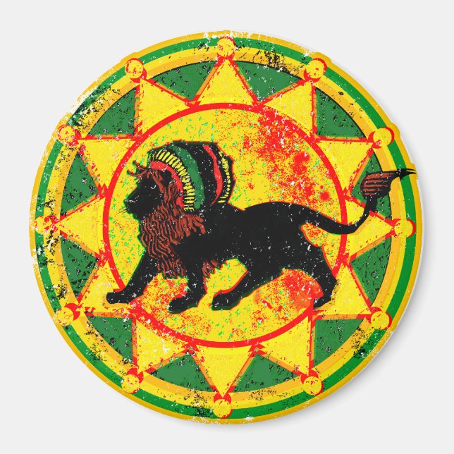 Vintage Look Rasta Lion Magnet (Front)