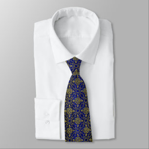 Vintage Look Royal Blue & Gold Damask #2 Tie