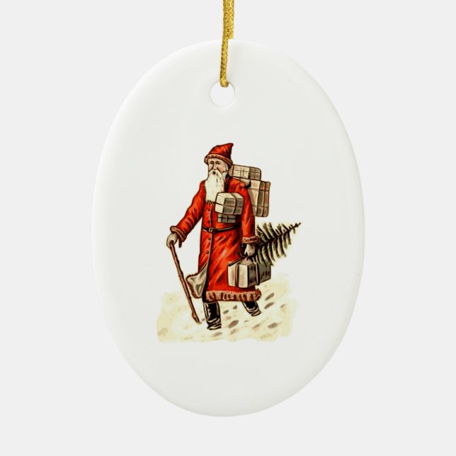 Vintage Look Santa Claus Holiday Ornament (Front)