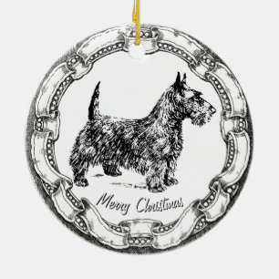 Vintage Look Scottie Ceramic Tree Decoration