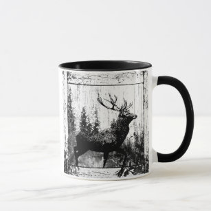 Vintage look Stag in Black and White, Deer Animal Mug
