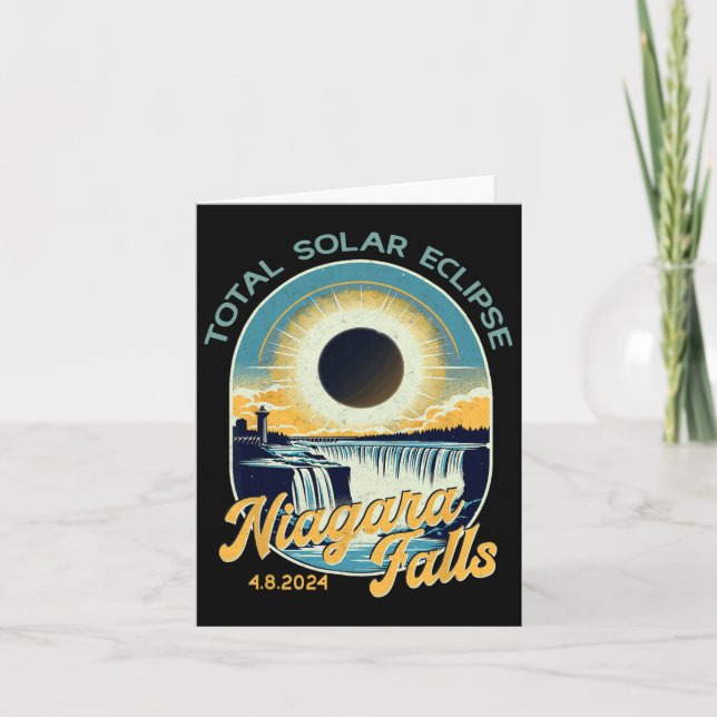 Vintage Look Total Solar Eclipse Niagara Falls  Card (Front)