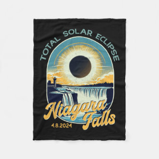 Vintage Look Total Solar Eclipse Niagara Falls  Fleece Blanket