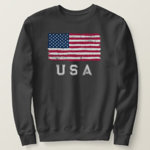 Vintage Look US Flag (White Text) Sweatshirt