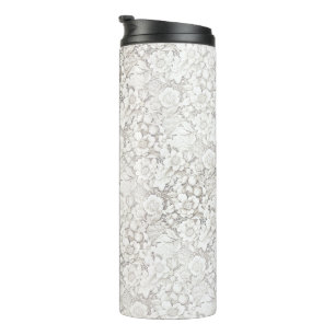Vintage Look Wedding Floral White Lace Thermal Tumbler