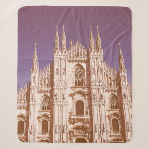 Vintage looking Milan cathedral aka Duomo di Milan Sherpa Blanket
