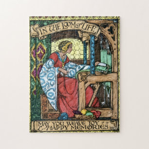 Vintage Loom of Life Illustration   Arts & Crafts  Jigsaw Puzzle